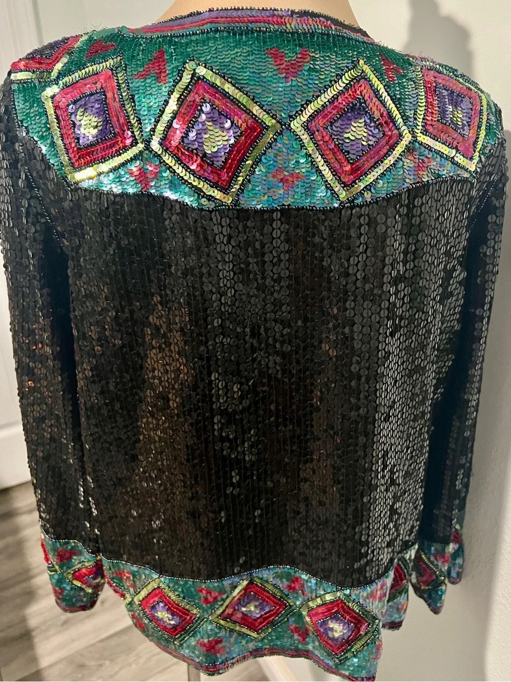 Vintage Sequins Beaded Silk Blazer Suit Jacket